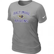 Wholesale Cheap Women's Nike Baltimore Ravens Heart & Soul NFL T-Shirt Light Grey