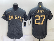 Wholesale Men's Los Angeles Angels #27 Mike Trout Grey 2022 All Star Stitched Flex Base Nike Jersey