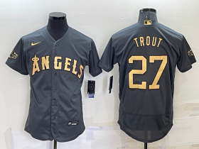 Wholesale Men\'s Los Angeles Angels #27 Mike Trout Grey 2022 All Star Stitched Flex Base Nike Jersey
