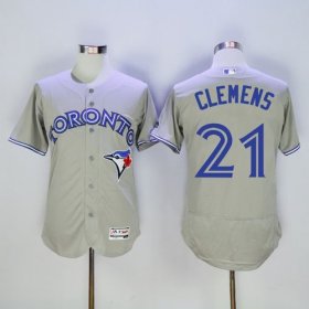 Wholesale Cheap Blue Jays #21 Roger Clemens Grey Flexbase Authentic Collection Stitched MLB Jersey