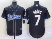 Wholesale Cheap Men's Los Angeles Dodgers #7 Julio Urias Black With Patch Cool Base Stitched Baseball Jersey1