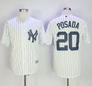 Wholesale Cheap Yankees #20 Jorge Posada White Strip New Cool Base Stitched MLB Jersey