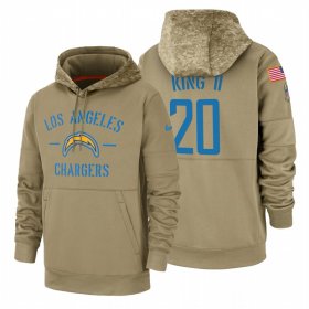 Wholesale Cheap Los Angeles Chargers #20 Desmond King Nike Tan 2019 Salute To Service Name & Number Sideline Therma Pullover Hoodie