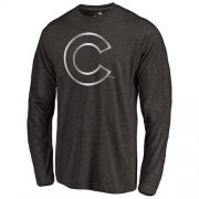 Wholesale Cheap Chicago Cubs Platinum Collection Long Sleeve Tri-Blend T-Shirt Black