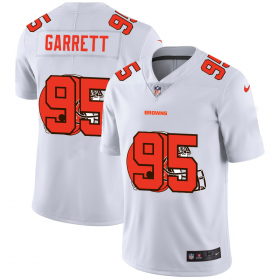 Wholesale Cheap Cleveland Browns #95 Myles Garrett White Men\'s Nike Team Logo Dual Overlap Limited NFL Jersey