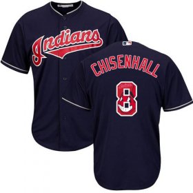 Wholesale Cheap Indians #8 Lonnie Chisenhall Navy Blue Team Logo Fashion Stitched MLB Jersey