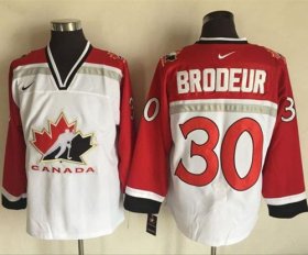Wholesale Cheap Team CA. #30 Martin Brodeur White/Red Nike Throwback Stitched NHL Jersey
