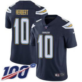 Wholesale Cheap Nike Chargers #10 Justin Herbert Navy Blue Team Color Men\'s Stitched NFL 100th Season Vapor Untouchable Limited Jersey