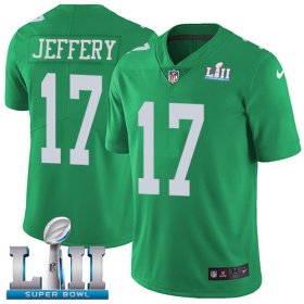 Wholesale Cheap Nike Eagles #17 Alshon Jeffery Green Super Bowl LII Youth Stitched NFL Limited Rush Jersey