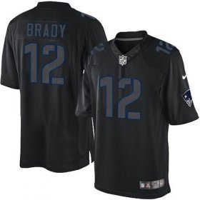 Wholesale Cheap Nike Patriots #12 Tom Brady Black Men\'s Stitched NFL Impact Limited Jersey