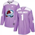Wholesale Cheap Adidas Avalanche #1 Semyon Varlamov Purple Authentic Fights Cancer Stitched Youth NHL Jersey