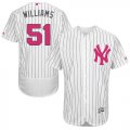 Wholesale Cheap Yankees #51 Bernie Williams White Strip Flexbase Authentic Collection Mother's Day Stitched MLB Jersey