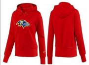 Wholesale Cheap Women's Baltimore Ravens Logo Pullover Hoodie Red