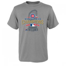 Wholesale Cheap Youth Chicago Cubs Majestic Heathered Gray 2016 World Series Champions Locker Room T-Shirt