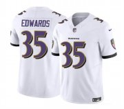 Cheap Men's Baltimore Ravens #35 Gus Edwards White 2023 F.U.S.E. Vapor Limited Football Stitched Jersey