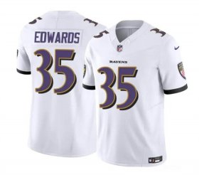 Cheap Men\'s Baltimore Ravens #35 Gus Edwards White 2023 F.U.S.E. Vapor Limited Football Stitched Jersey