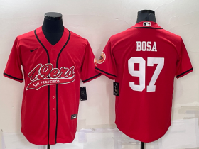 Wholesale Men\'s San Francisco 49ers #97 Nick Bosa Red Stitched Cool Base Nike Baseball Jersey