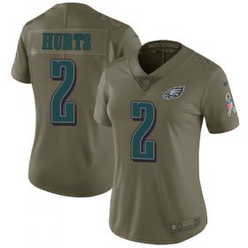 Wholesale Cheap Nike Eagles #2 Jalen Hurts Olive Women\'s Stitched NFL Limited 2017 Salute To Service Jersey