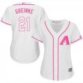 Wholesale Cheap Diamondbacks #21 Zack Greinke White/Pink Fashion Women's Stitched MLB Jersey