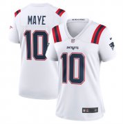 Cheap Women's New England Patriots #10 Drake Maye 2024 Draft White Football Stitched Jersey(Run Small)