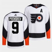 Wholesale Cheap Men's Philadelphia Flyers #9 Ivan Provorov White 2022 Reverse Retro Stitched Jersey