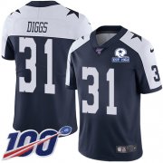 Wholesale Cheap Nike Cowboys #31 Trevon Diggs Navy Blue Thanksgiving Men's Stitched With Established In 1960 Patch NFL 100th Season Vapor Untouchable Limited Throwback Jersey