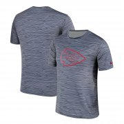 Wholesale Cheap Men's Kansas City Chiefs Nike Gray Black Striped Logo Performance T-Shirt