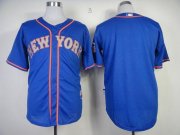 Wholesale Cheap Mets Blank Blue Alternate Road Cool Base Stitched MLB Jersey