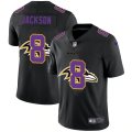 Wholesale Cheap Baltimore Ravens #8 Lamar Jackson Men's Nike Team Logo Dual Overlap Limited NFL Jersey Black