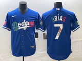 Cheap Men's Los Angeles Dodgers #7 Julio Urias Number Blue Cool Base Stitched Jersey