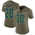 Wholesale Cheap Nike Seahawks #20 Rashaad Penny Olive Women's Stitched NFL Limited 2017 Salute to Service Jersey