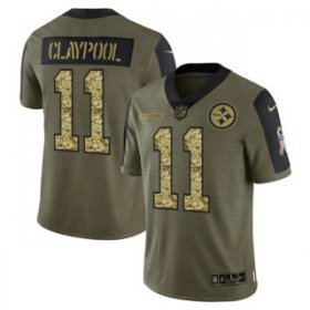 Wholesale Cheap Men\'s Olive Pittsburgh Steelers #11 Chase Claypool 2021 Camo Salute To Service Limited Stitched Jersey