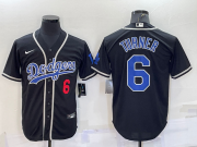 Wholesale Cheap Men's Los Angeles Dodgers #6 Trea Turner Black Cool Base Stitched Baseball Jersey