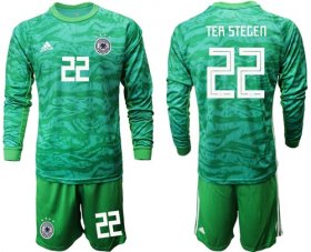 Wholesale Cheap Germany #22 Ter Stegen Green Goalkeeper Long Sleeves Soccer Country Jersey