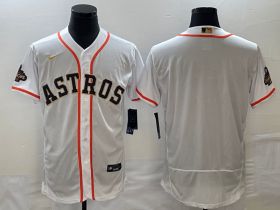 Cheap Men\'s Houston Astros Blank 2023 White Gold World Serise Champions Patch Flex Base Stitched Jersey
