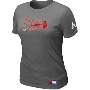 Wholesale Cheap Women's Atlanta Braves Nike Short Sleeve Practice MLB T-Shirt Crow Grey