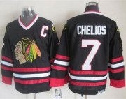 Wholesale Cheap Blackhawks #7 Chris Chelios Black CCM Throwback Stitched NHL Jersey