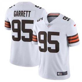 Wholesale Cheap Cleveland Browns #95 Myles Garrett Men\'s Nike White 2020 Vapor Limited Jersey
