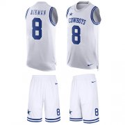 Wholesale Cheap Nike Cowboys #8 Troy Aikman White Men's Stitched NFL Limited Tank Top Suit Jersey