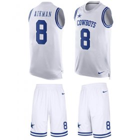 Wholesale Cheap Nike Cowboys #8 Troy Aikman White Men\'s Stitched NFL Limited Tank Top Suit Jersey
