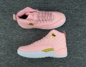 Wholesale Cheap Womens Air Jordan 12 Retro Shoes Pink/White-Gold