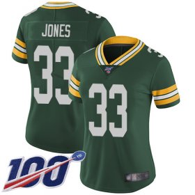 Wholesale Cheap Nike Packers #33 Aaron Jones Green Team Color Women\'s Stitched NFL 100th Season Vapor Limited Jersey