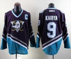 Wholesale Cheap Ducks #9 Paul Kariya Purple/Turquoise CCM Throwback Stitched NHL Jersey