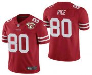 Wholesale Cheap Men's San Francisco 49ers #80 Jerry Rice Red 75th Anniversary Patch 2021 Vapor Untouchable Stitched Nike Limited Jersey