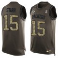 Wholesale Cheap Nike Packers #15 Bart Starr Green Men's Stitched NFL Limited Salute To Service Tank Top Jersey