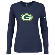 Wholesale Cheap Women's Nike Green Bay Packers Of The City Long Sleeve Tri-Blend NFL T-Shirt Dark Blue