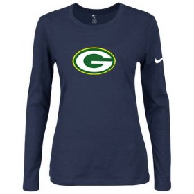 Wholesale Cheap Women\'s Nike Green Bay Packers Of The City Long Sleeve Tri-Blend NFL T-Shirt Dark Blue