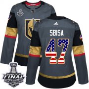 Wholesale Cheap Adidas Golden Knights #47 Luca Sbisa Grey Home Authentic USA Flag 2018 Stanley Cup Final Women's Stitched NHL Jersey