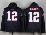 Wholesale Cheap New England Patriots #12 Tom Brady Blue Pullover Hoodie