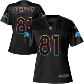 Wholesale Cheap Nike Lions #81 Calvin Johnson Black Women\'s NFL Fashion Game Jersey